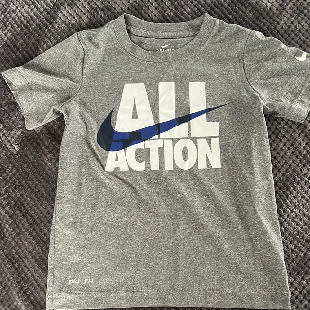 Nike Gray and Blue Short Sleeve Tee